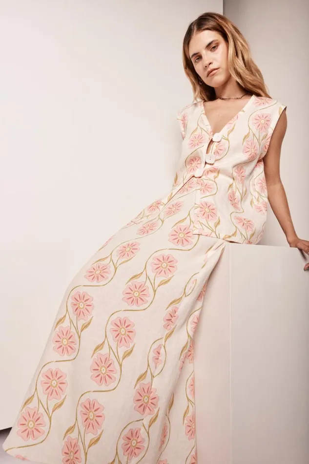 Skirts Women VRG GRL Ari Linen Maxi Skirt Bloom Skirts Women VRG GRL Ari Linen Maxi Skirt Bloom