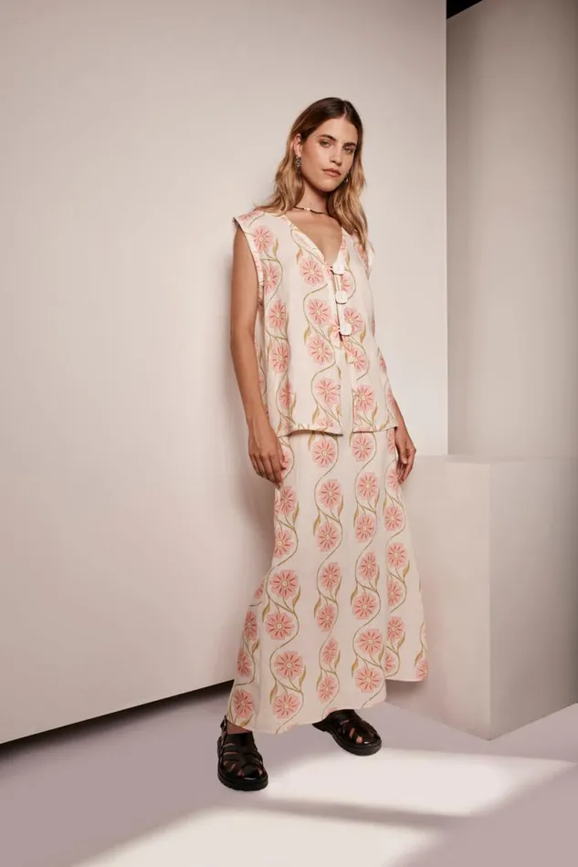 Skirts Women VRG GRL Ari Linen Maxi Skirt Bloom Skirts Women VRG GRL Ari Linen Maxi Skirt Bloom