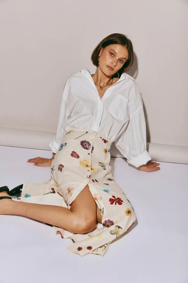 Skirts Women VRG GRL Love Language Midi Skirt Floral Skirts Women VRG GRL Love Language Midi Skirt Floral
