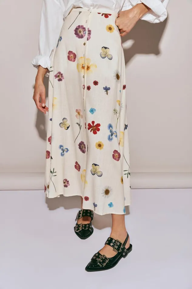 Skirts Women VRG GRL Love Language Midi Skirt Floral Skirts Women VRG GRL Love Language Midi Skirt Floral