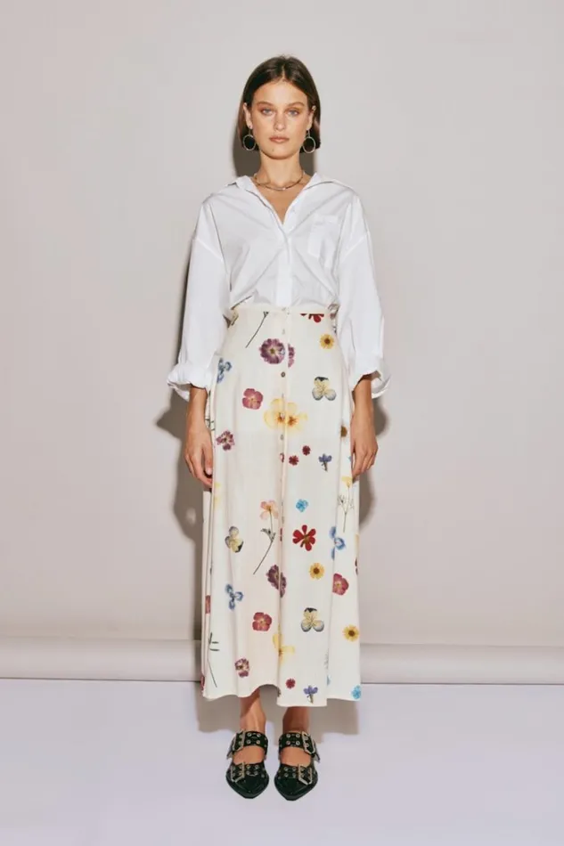 Skirts Women VRG GRL Love Language Midi Skirt Floral Skirts Women VRG GRL Love Language Midi Skirt Floral
