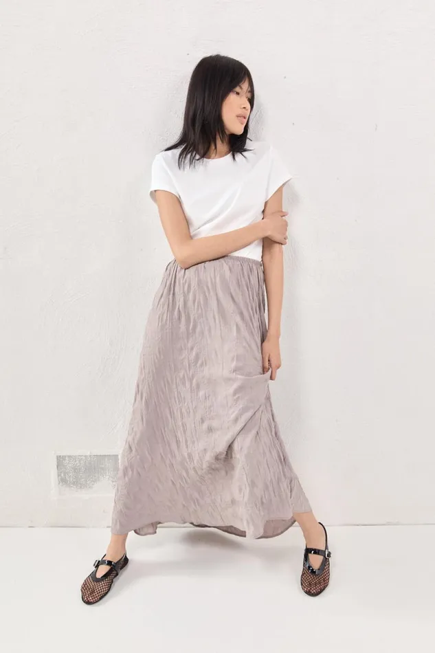 Skirts Women VRG GRL Solara Midi Skirt Smoke Skirts Women VRG GRL Solara Midi Skirt Smoke