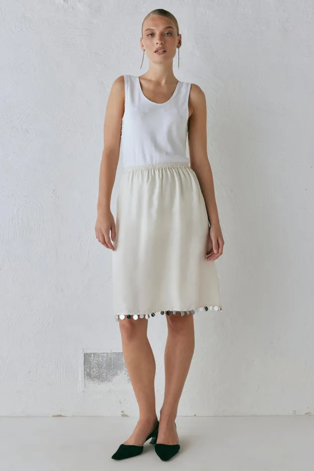 Skirts Women VRG GRL Spritz Midi Skirt Cream Skirts Women VRG GRL Spritz Midi Skirt Cream