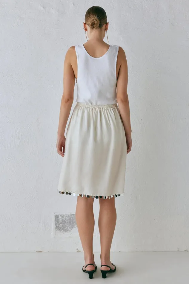 Skirts Women VRG GRL Spritz Midi Skirt Cream Skirts Women VRG GRL Spritz Midi Skirt Cream