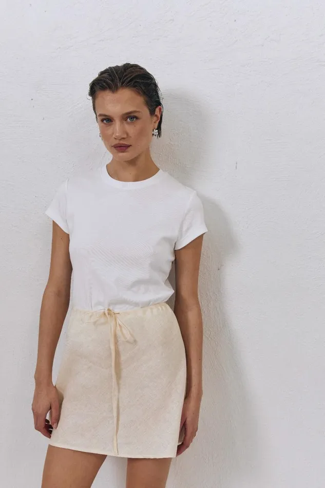 Skirts Women VRG GRL The Way To San Jose Bias Cut Linen Mini Skirt Cream Skirts Women VRG GRL The Way To San Jose Bias Cut Linen Mini Skirt Cream