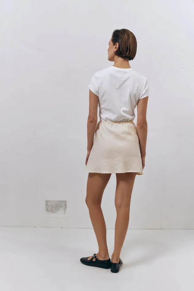Skirts Women VRG GRL The Way To San Jose Bias Cut Linen Mini Skirt Cream Skirts Women VRG GRL The Way To San Jose Bias Cut Linen Mini Skirt Cream