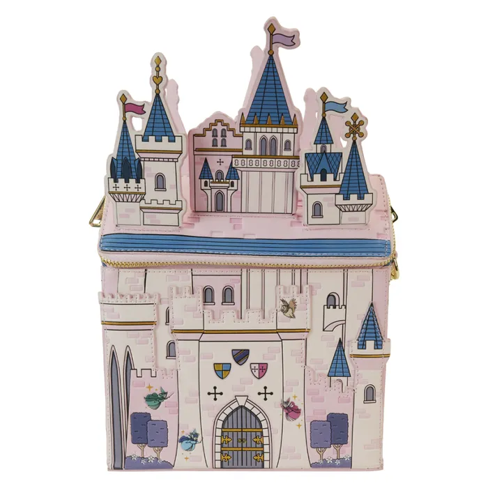 Sleeping Beauty 65th Anniversary Exclusive Castle Figural Crossbody Bag Unisex Loungefly Bags and Wallets