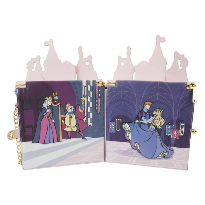 Sleeping Beauty 65th Anniversary Exclusive Castle Figural Crossbody Bag Unisex Loungefly Bags and Wallets Sleeping Beauty 65th Anniversary Exclusive Castle Figural Crossbody Bag Unisex Loungefly Bags and Wallets