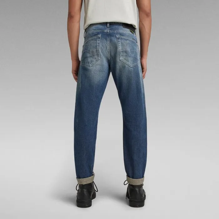 Slim Men GStar RAW 3301 Slim Selvedge Jeans Antique Faded Napoleon Blue Destroyed