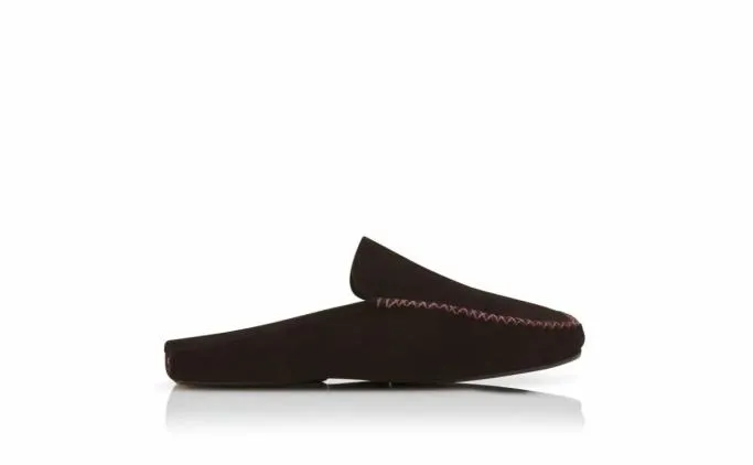 Slippers Men Manolo Blahnik CRAWFORDDark Brown Suede Slippers Slippers Men Manolo Blahnik CRAWFORDDark Brown Suede Slippers