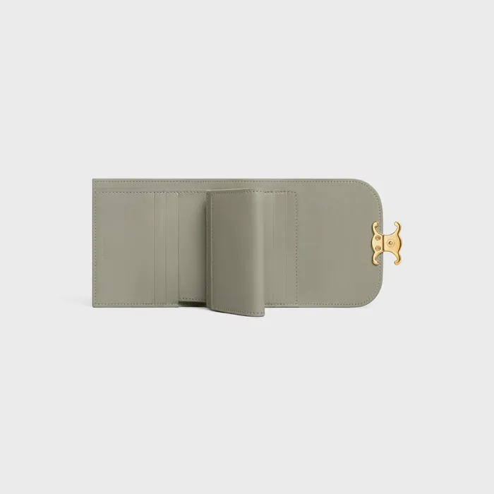 Small Wallet Triomphe In Shiny Calfskin Green Clay Women CELINE WALLETS Small Wallet Triomphe In Shiny Calfskin Green Clay Women CELINE WALLETS