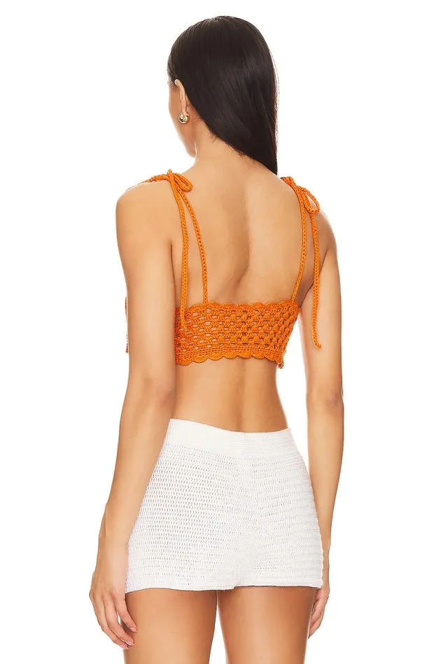 Solana Crochet Top Orange Women Lovers and Friends Sweaters and Knits