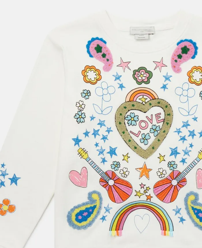 Stella McCartney 039Love To Dream039 Embroidered Longline Sweatshirt White Multicolour Kids TShirts And Tops Stella McCartney 039Love To Dream039 Embroidered Longline Sweatshirt White Multicolour Kids TShirts And Tops