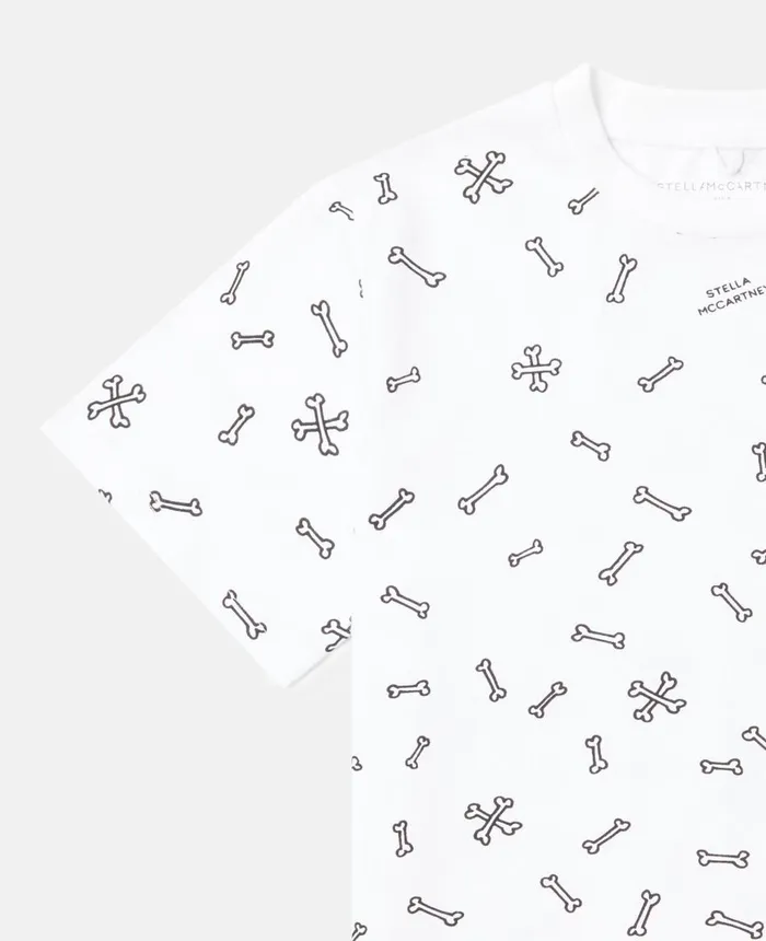 Stella McCartney Bones Print TShirt White Kids TShirts And Sweatshirt
