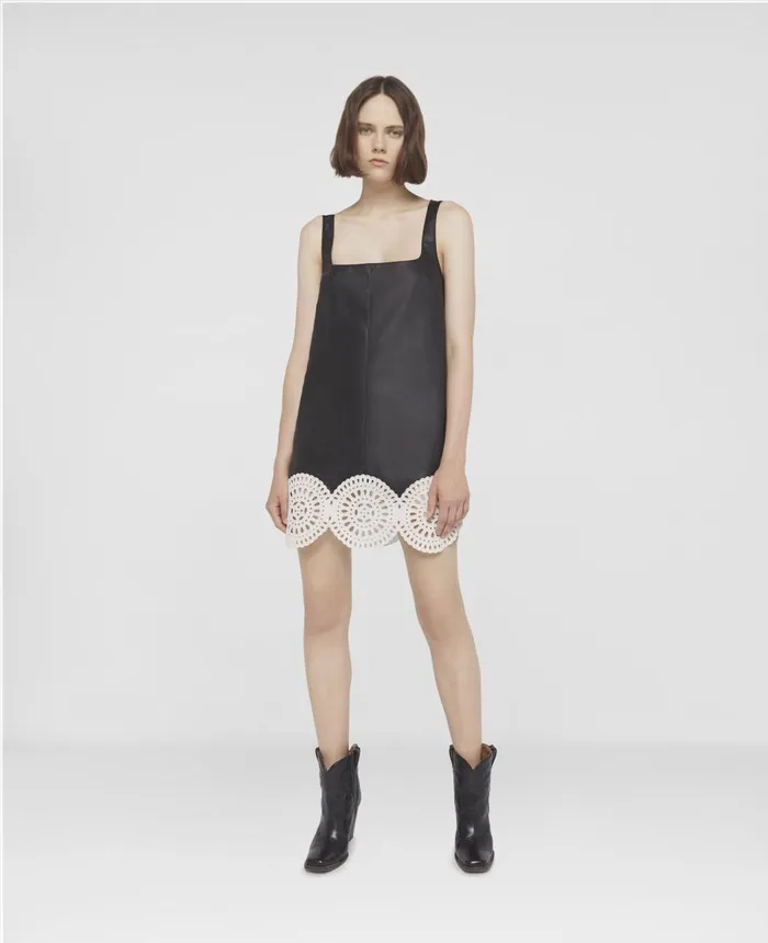 Stella McCartney Broderie Anglaise Trim Alter Mat Mini Dress Black Women Dresses Stella McCartney Broderie Anglaise Trim Alter Mat Mini Dress Black Women Dresses