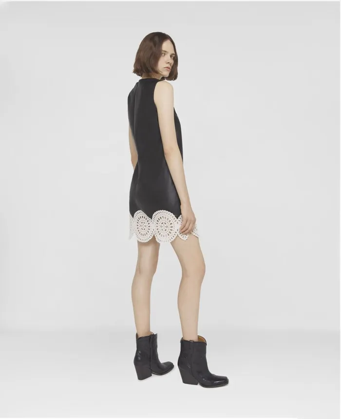 Stella McCartney Broderie Anglaise Trim Alter Mat Mini Dress Black Women Dresses Stella McCartney Broderie Anglaise Trim Alter Mat Mini Dress Black Women Dresses