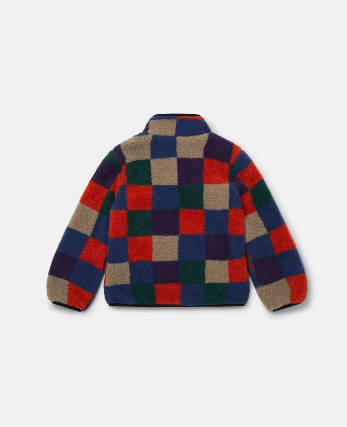 Stella McCartney Checkerboard Fleece Zip Jacket Multicolour Kids Outerwear