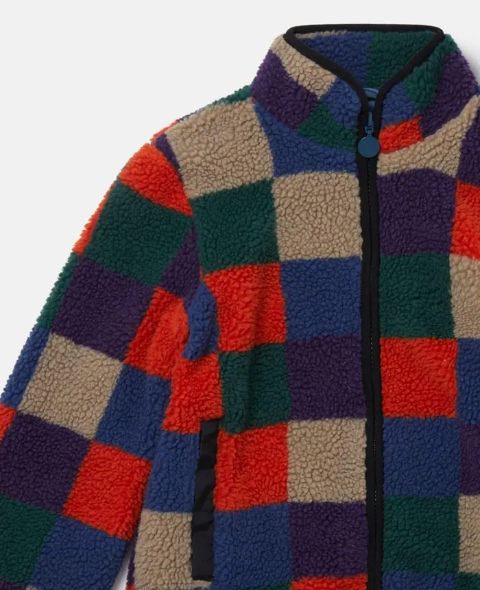 Stella McCartney Checkerboard Fleece Zip Jacket Multicolour Kids Outerwear