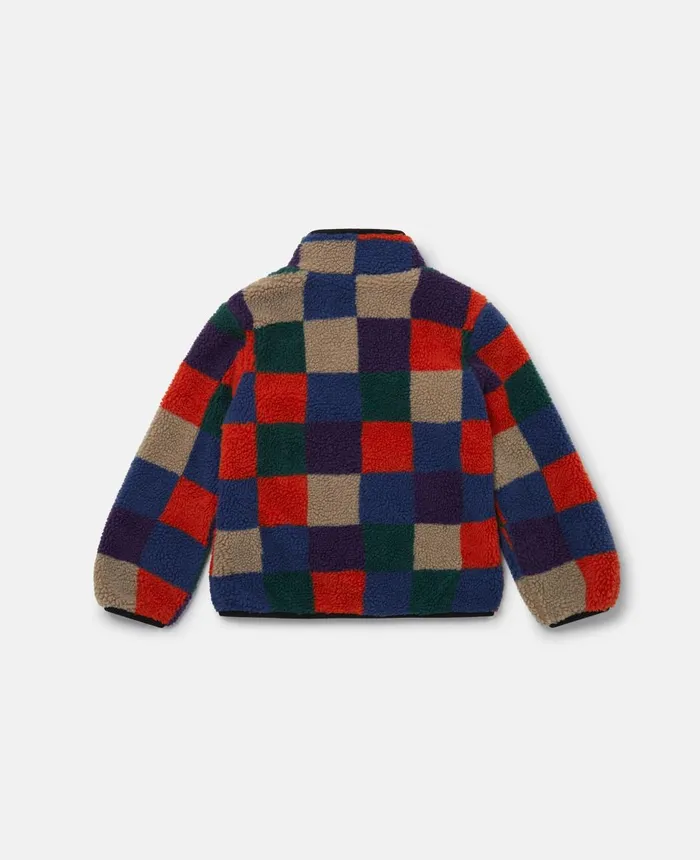 Stella McCartney Checkerboard Fleece Zip Jacket Multicolour Kids Outerwear