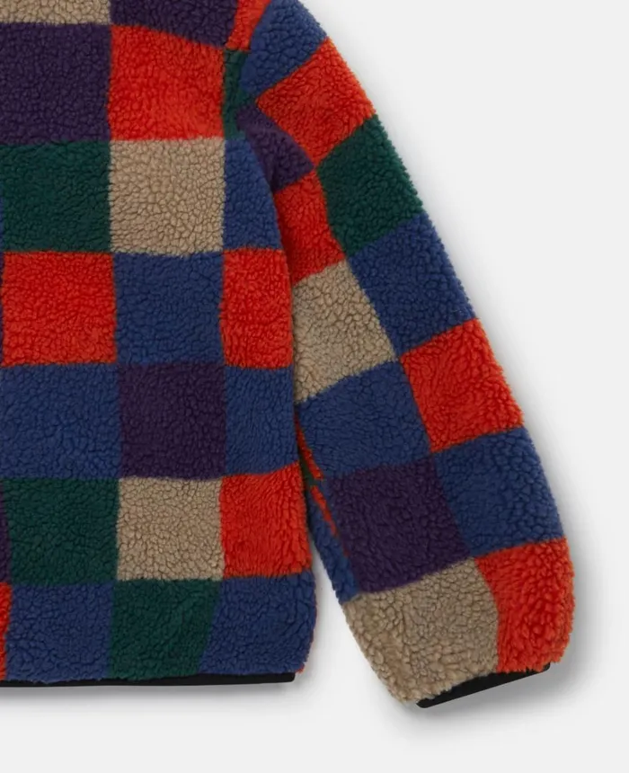 Stella McCartney Checkerboard Fleece Zip Jacket Multicolour Kids Outerwear