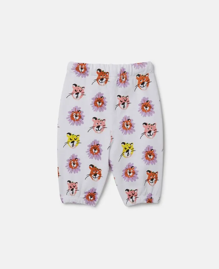 Stella McCartney Cheetah Face Print Joggers White Multicolour Kids Pants and Shorts Stella McCartney Cheetah Face Print Joggers White Multicolour Kids Pants and Shorts