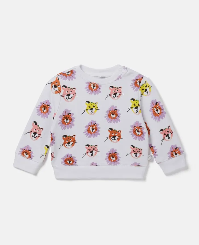 Stella McCartney Cheetah Face Print Sweatshirt White Multicolour Kids Sweatshirt And TShirts