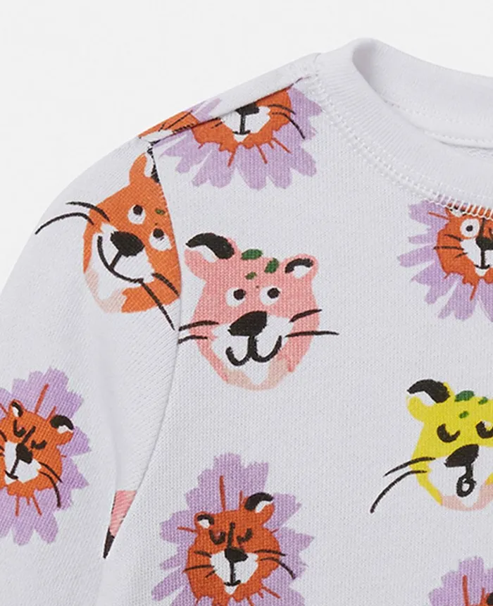 Stella McCartney Cheetah Face Print Sweatshirt White Multicolour Kids Sweatshirt And TShirts Stella McCartney Cheetah Face Print Sweatshirt White Multicolour Kids Sweatshirt And TShirts