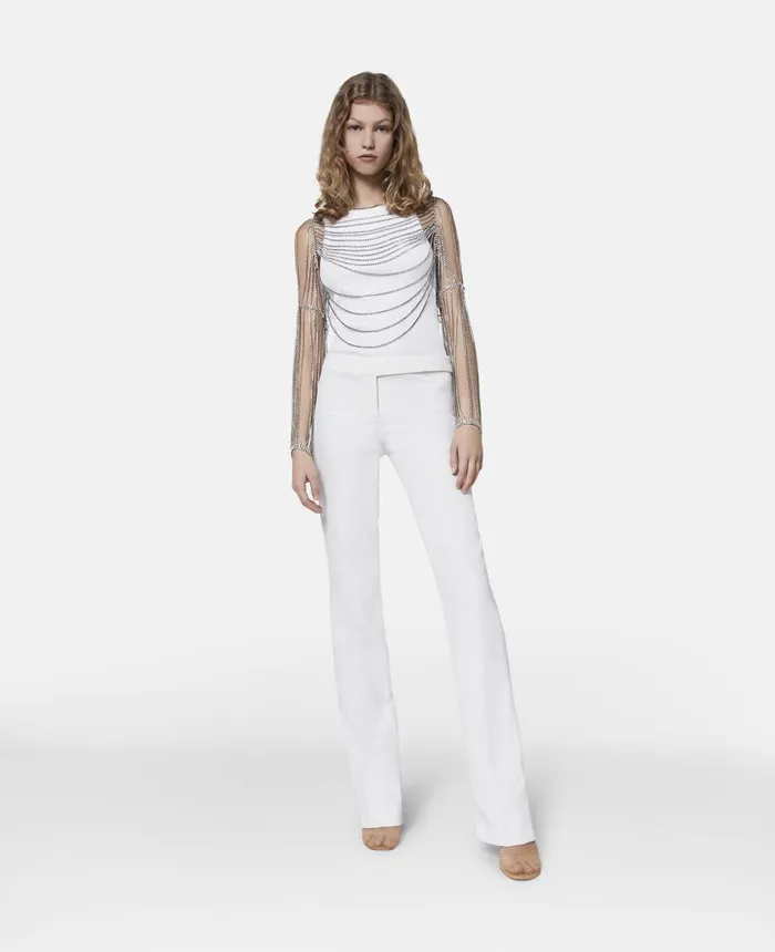 Stella McCartney Crystal Chain Sleeve Top Crystal Women Shirts And Tops