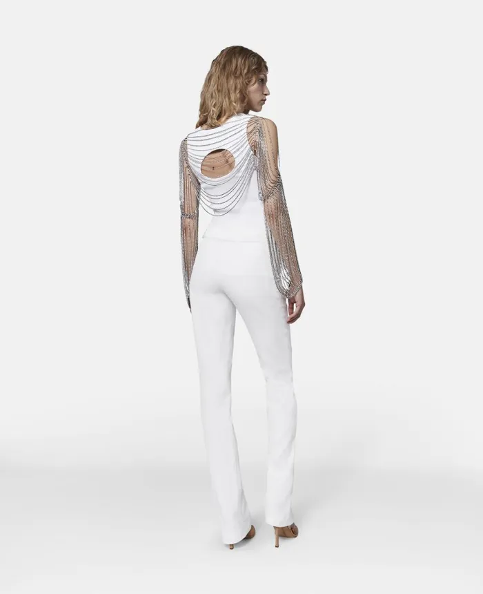 Stella McCartney Crystal Chain Sleeve Top Crystal Women Shirts And Tops