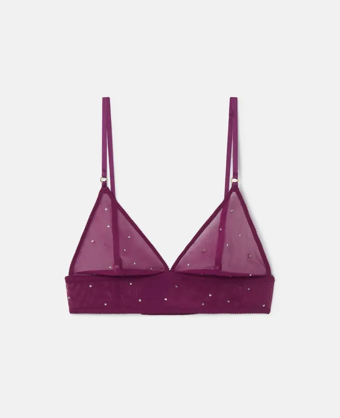 Stella McCartney Crystal Dot Mesh Soft Cup Bra Burgundy Women Lingerie And Sleepwear Stella McCartney Crystal Dot Mesh Soft Cup Bra Burgundy Women Lingerie And Sleepwear