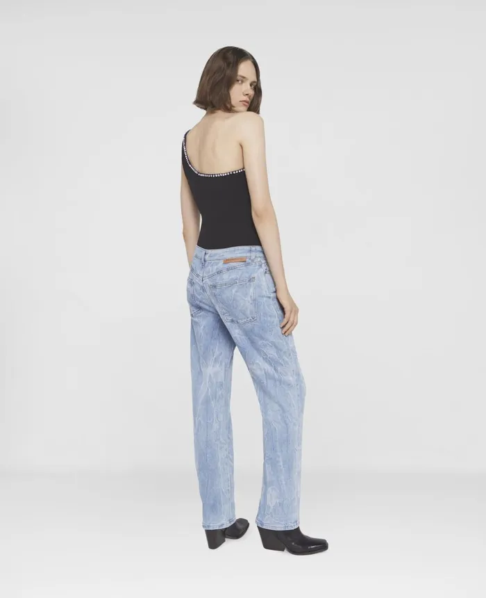 Stella McCartney Crystal Frame OneShoulder Top Black Women Shirts And Tops