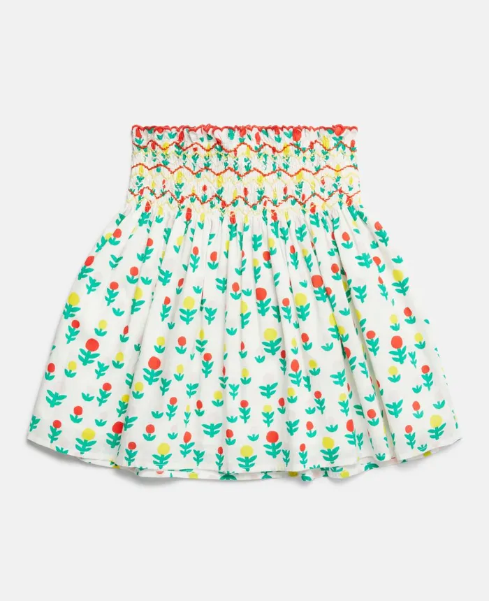 Stella McCartney Dreamy Flower Print Smocked Skirt Ivory Multicolour Kids Pants and Shorts Stella McCartney Dreamy Flower Print Smocked Skirt Ivory Multicolour Kids Pants and Shorts