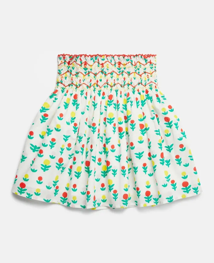 Stella McCartney Dreamy Flower Print Smocked Skirt Ivory Multicolour Kids Pants and Shorts Stella McCartney Dreamy Flower Print Smocked Skirt Ivory Multicolour Kids Pants and Shorts