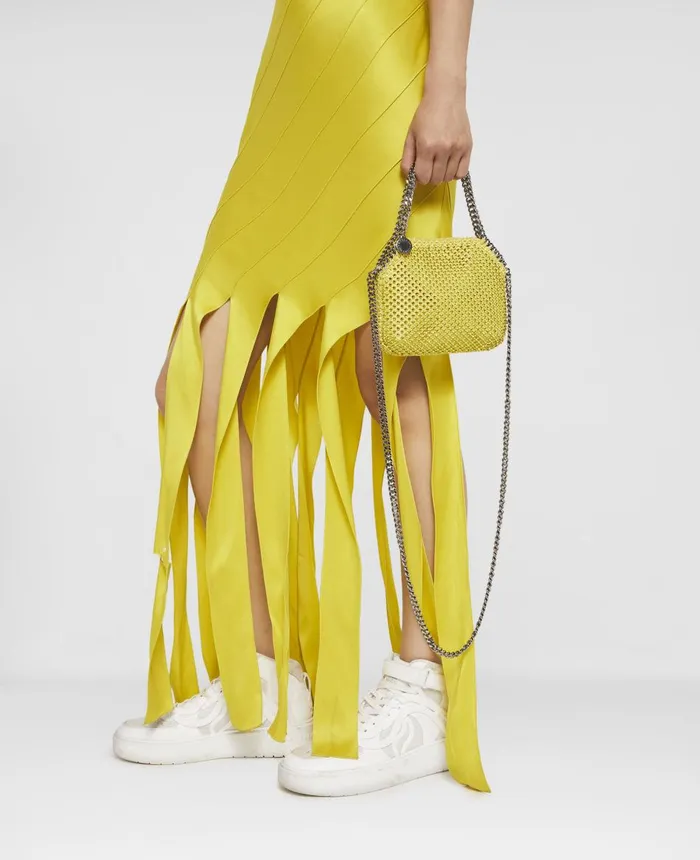 Stella McCartney Falabella Crystal Mesh Mini Tote Bag Oxide Yellow Women Mini Bags And Clutches Stella McCartney Falabella Crystal Mesh Mini Tote Bag Oxide Yellow Women Mini Bags And Clutches