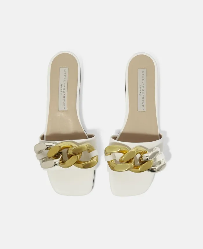 Stella McCartney Falabella Flat Slides White Women Flats