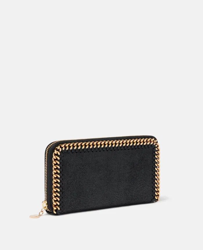Stella McCartney Falabella Zip Continental Wallet Black Women Long Wallets