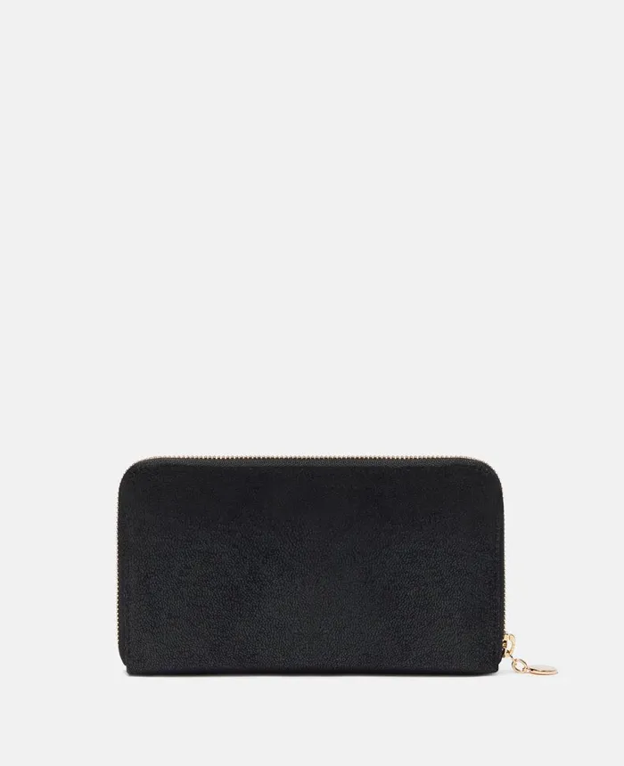 Stella McCartney Falabella Zip Continental Wallet Black Women Long Wallets