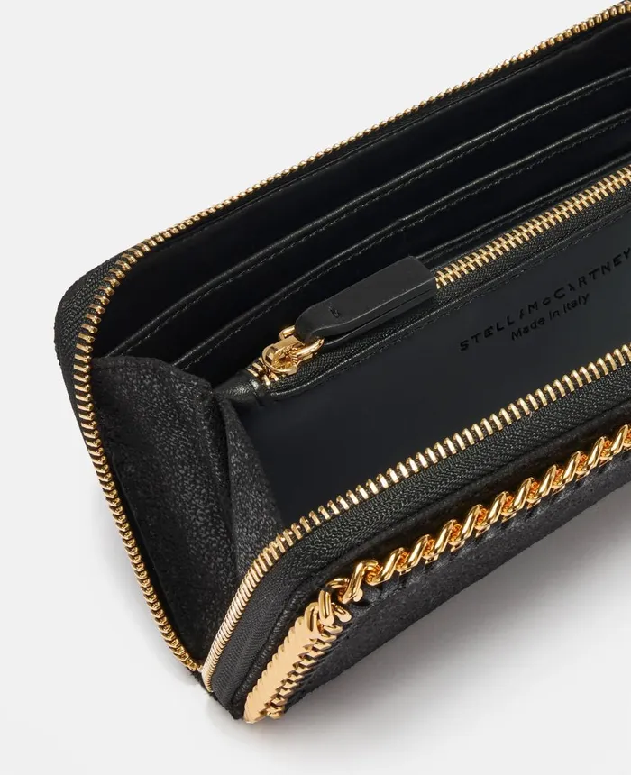 Stella McCartney Falabella Zip Continental Wallet Black Women Long Wallets