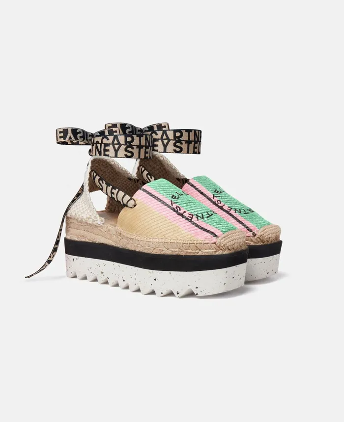 Stella McCartney Gaia Striped Raffia Platform Espadrilles Naturalgreen Women Espadrilles Stella McCartney Gaia Striped Raffia Platform Espadrilles Naturalgreen Women Espadrilles