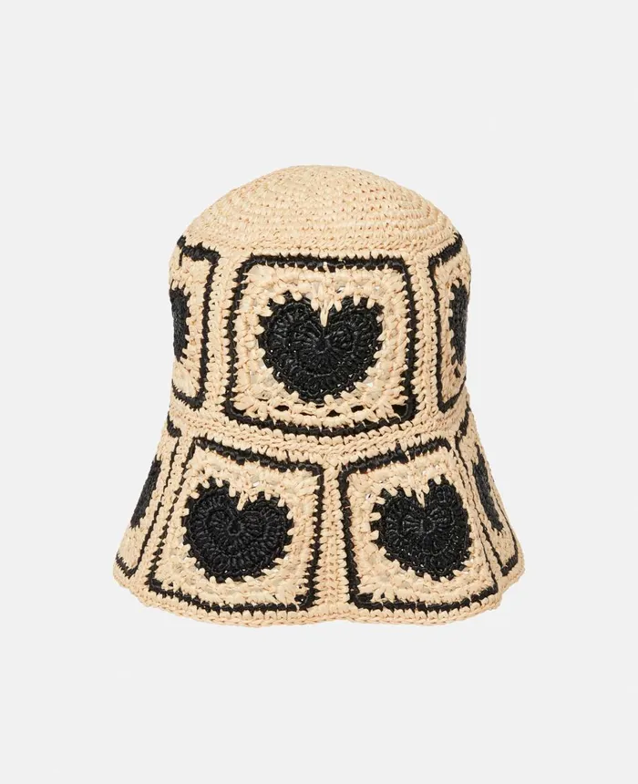 Stella McCartney Heart Crochet Bucket Hat Raffiablack Women Hats And Scarves Stella McCartney Heart Crochet Bucket Hat Raffiablack Women Hats And Scarves