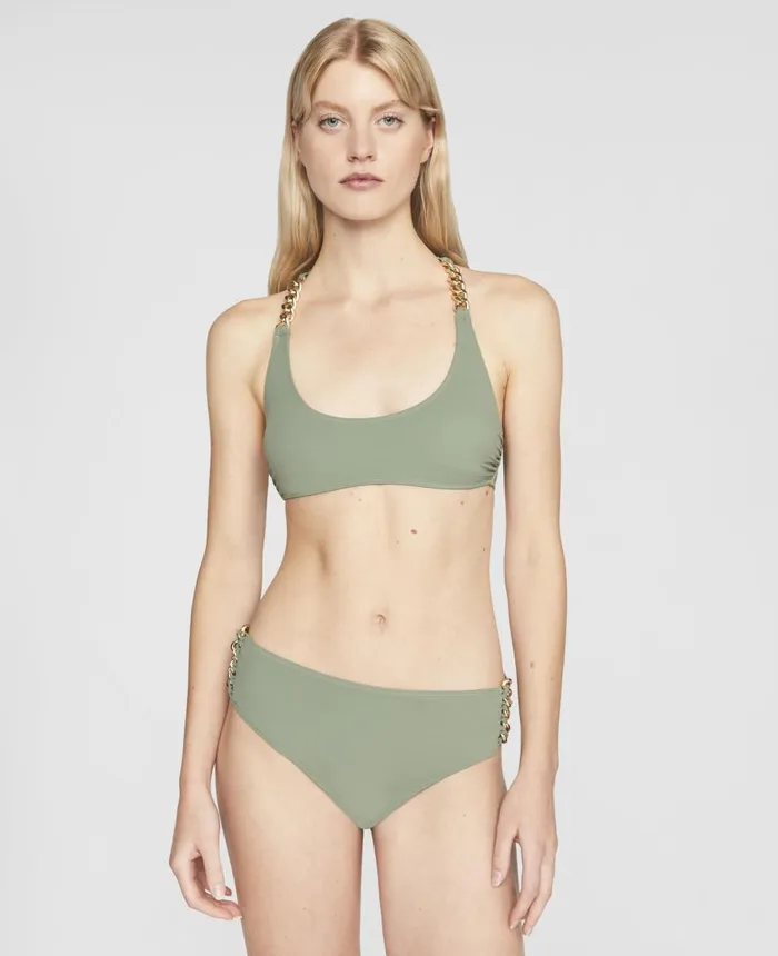 Stella McCartney Iconic Chain LowRise Briefs Khaki Women Swimwear
