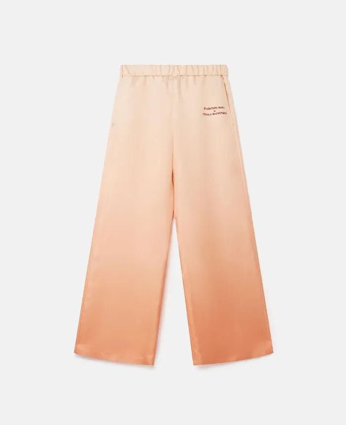 Stella McCartney Logo Print Silk Twill Trousers Salmon Dgrad WomenMen Pants and Shorts Stella McCartney Logo Print Silk Twill Trousers Salmon Dgrad WomenMen Pants and Shorts