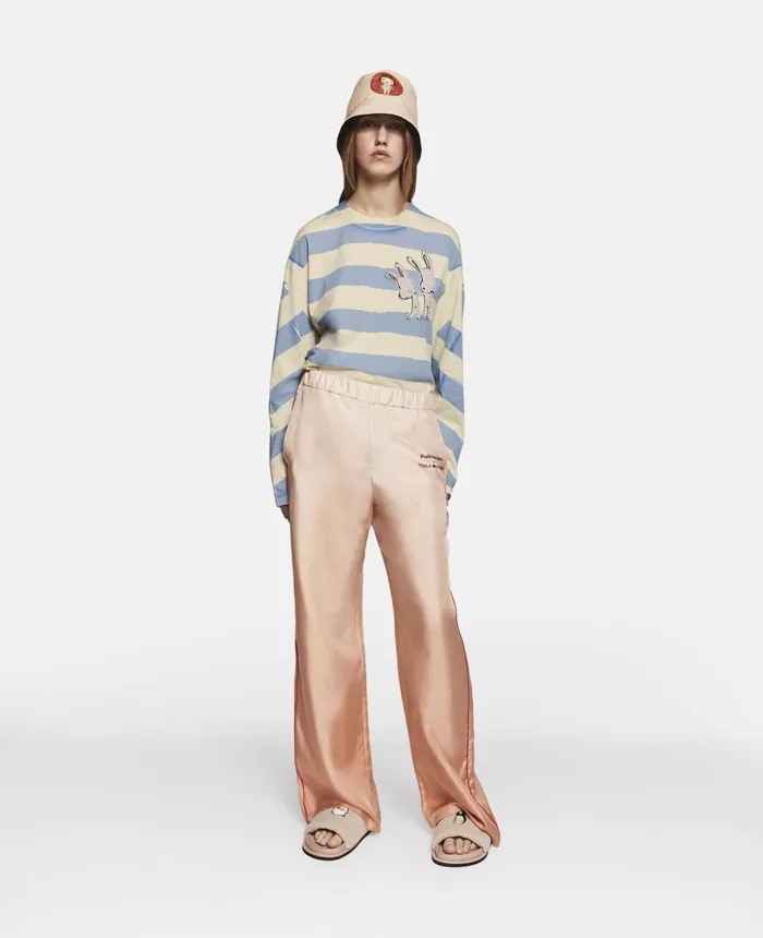 Stella McCartney Logo Print Silk Twill Trousers Salmon Dgrad WomenMen Pants and Shorts Stella McCartney Logo Print Silk Twill Trousers Salmon Dgrad WomenMen Pants and Shorts