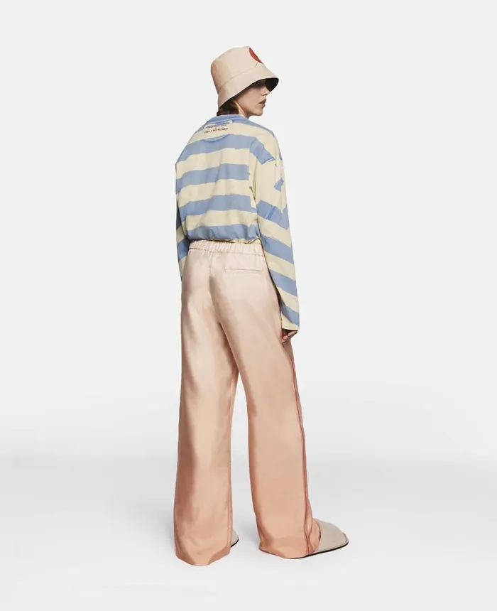 Stella McCartney Logo Print Silk Twill Trousers Salmon Dgrad WomenMen Pants and Shorts Stella McCartney Logo Print Silk Twill Trousers Salmon Dgrad WomenMen Pants and Shorts