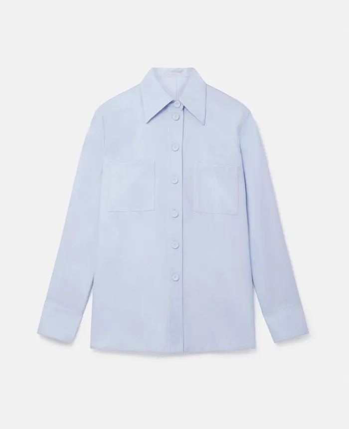 Stella McCartney Long Point Collar Shirt Baby Blue Women Shirts And Tops