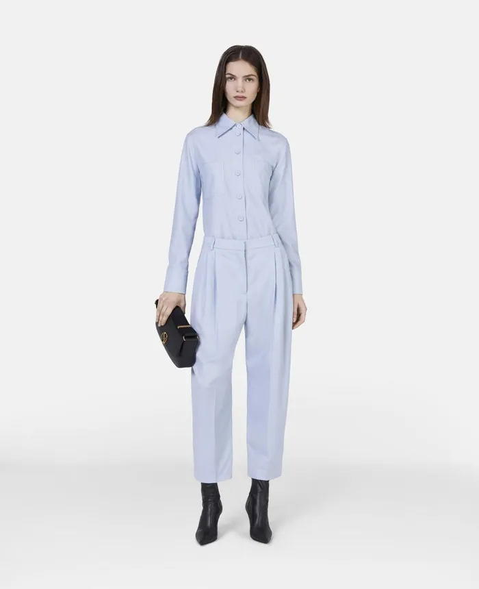 Stella McCartney Long Point Collar Shirt Baby Blue Women Shirts And Tops