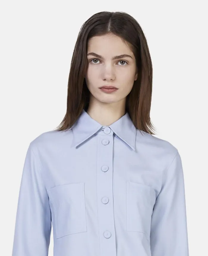 Stella McCartney Long Point Collar Shirt Baby Blue Women Shirts And Tops