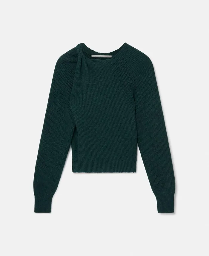 Stella McCartney Regenerated Cashmere Shifting Knot Jumper Forest Green Women Knitwear Stella McCartney Regenerated Cashmere Shifting Knot Jumper Forest Green Women Knitwear