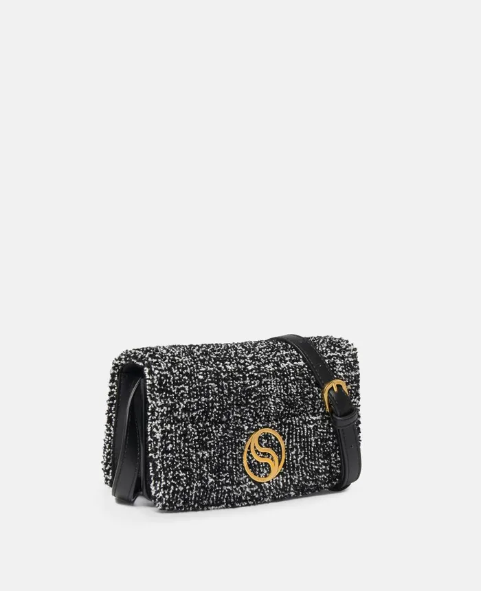 Stella McCartney SWave Padded Tweed Wallet On Strap Black Women Mini Bags And Clutches Stella McCartney SWave Padded Tweed Wallet On Strap Black Women Mini Bags And Clutches