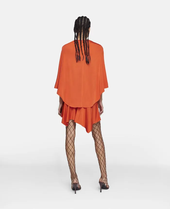 Stella McCartney Satin Cropped Cape Top Glow Orange Women Shirts And Tops